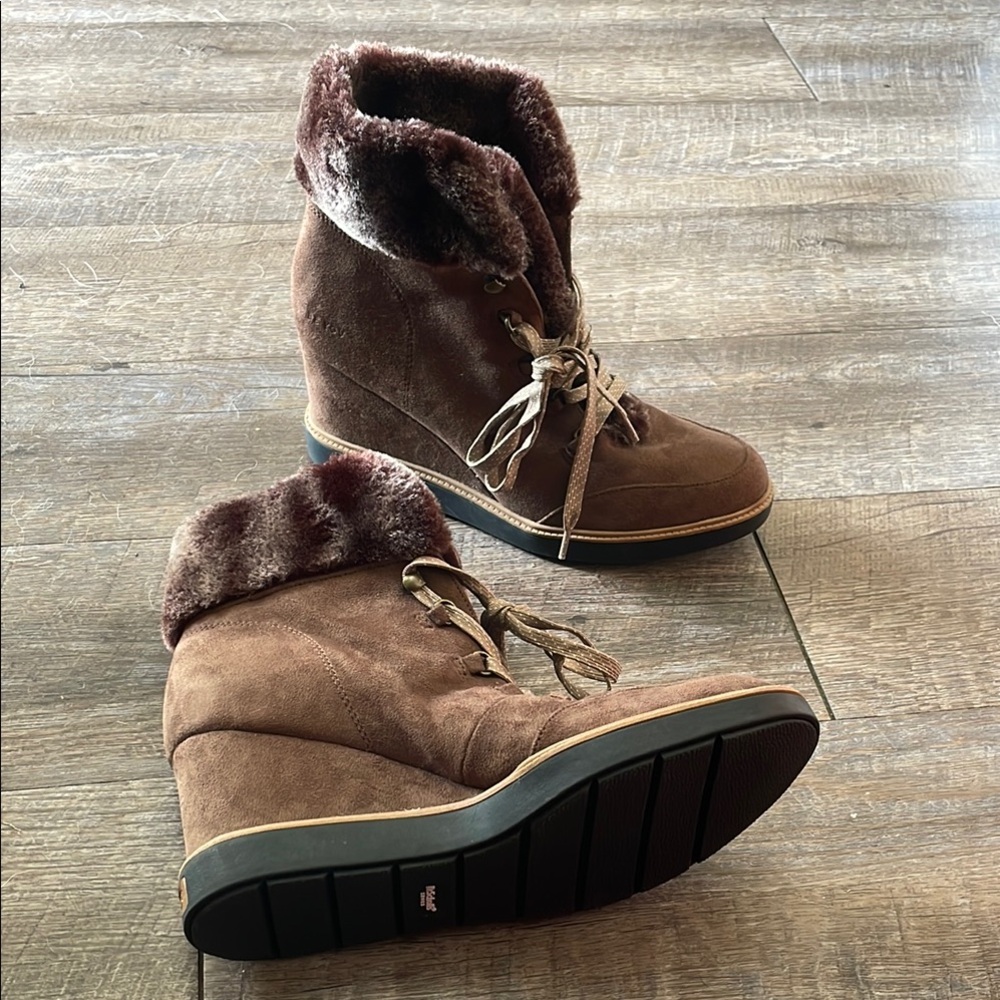 Dr. Scholl's J Furry Chocolate Wedge Booties